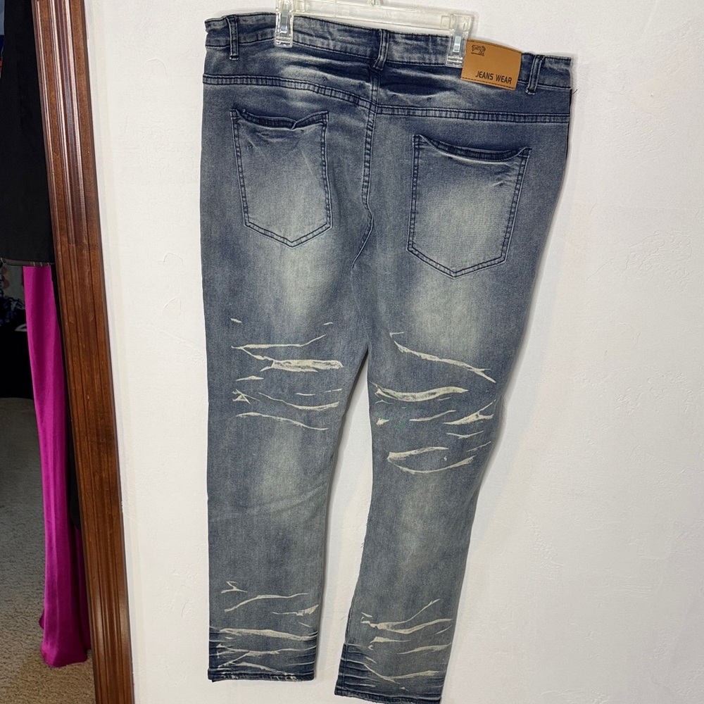 Amiri IDD Stylish Men's Jeans with Red and Yellow Flame Design Size 40 - Picture 9 of 11